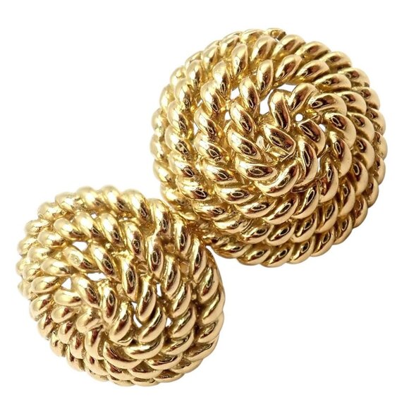 Authentic! Tiffany & Co 18k Yellow Gold Rope Coil Vintage Earrings - Picture 11 of 11